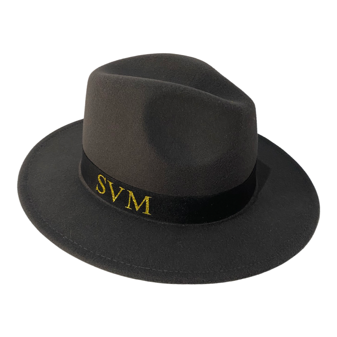 Dark Grey Personalised Fedora Hat