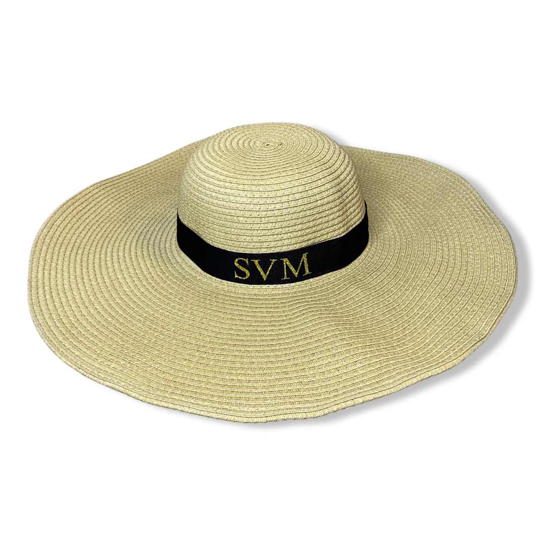 Cream Personalised Large Brim Sun Hat