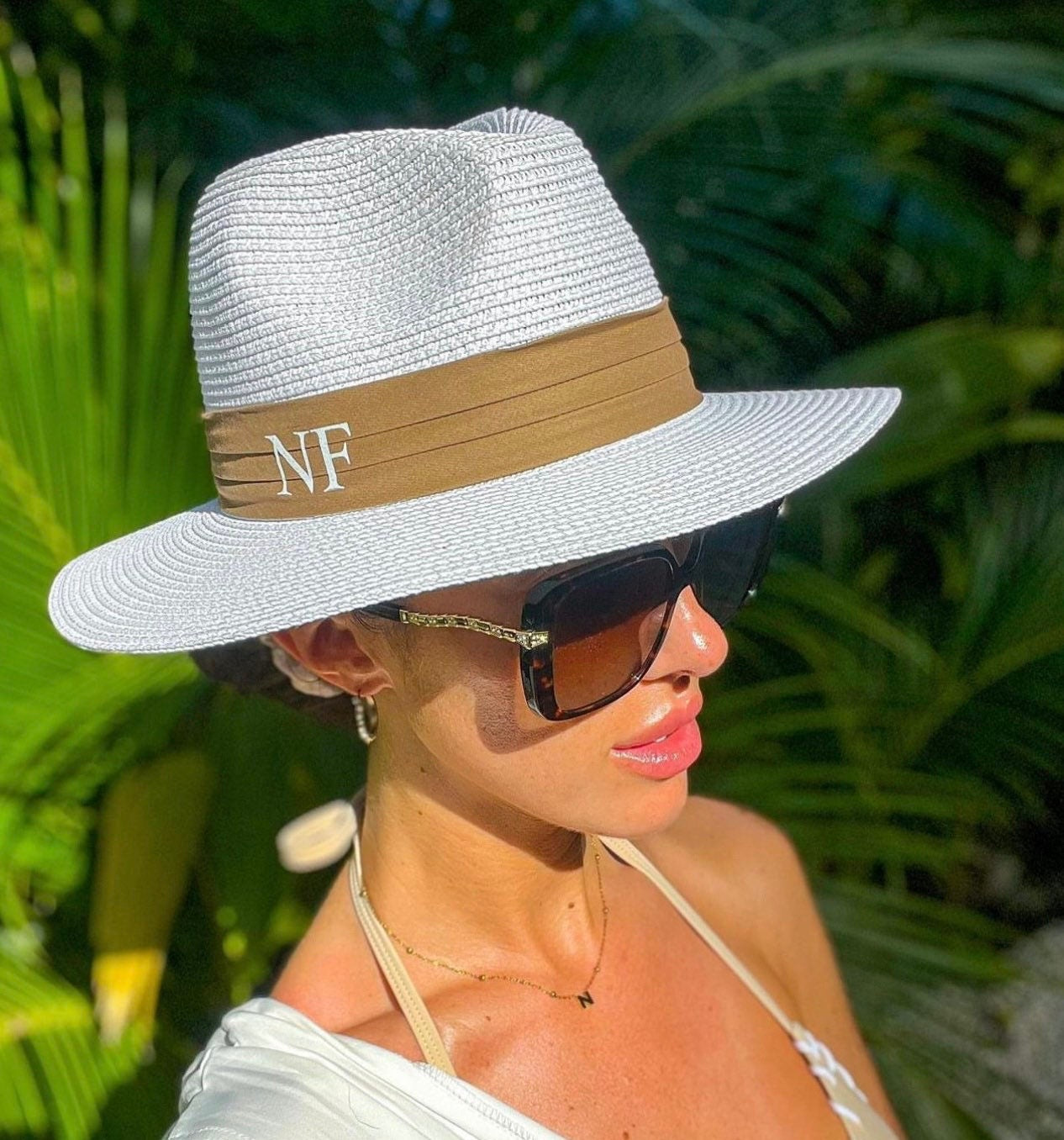 NEW White/Nude Personalised Sun Hat