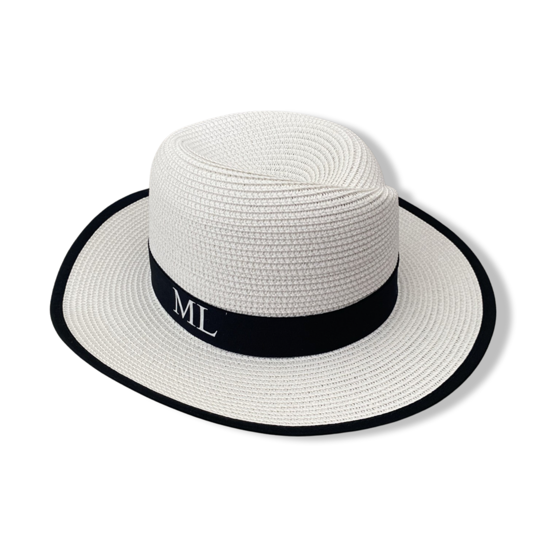 White Black Rim Personalised Sun Hat