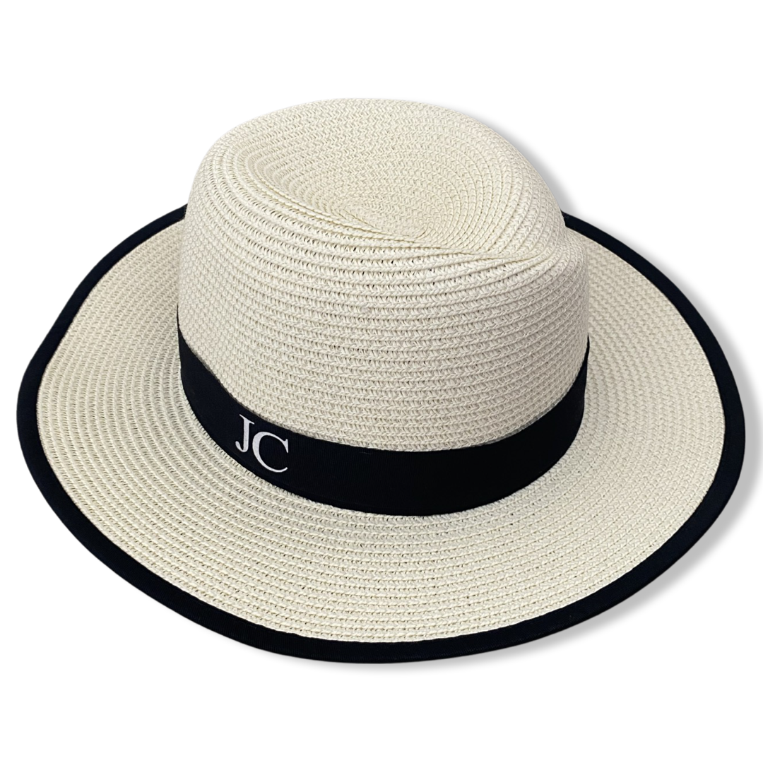 Cream Black Rim Personalised Sun Hat