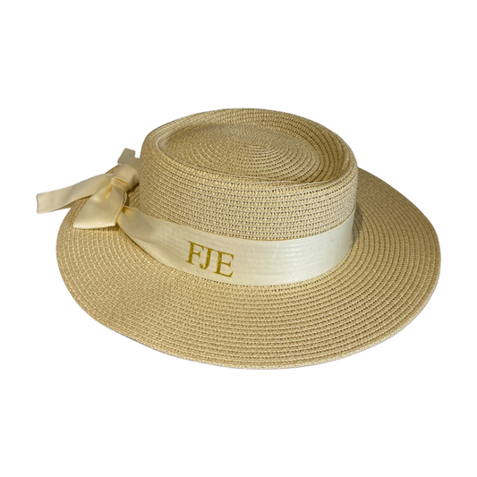 Cream Personalised Panama Hat With Bow Ribbon