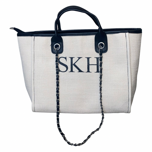 Cream/Black Personalised Medium Canvas Bag