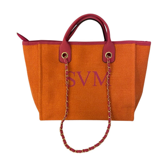 Orange & Pink Personalised Medium Canvas Bag