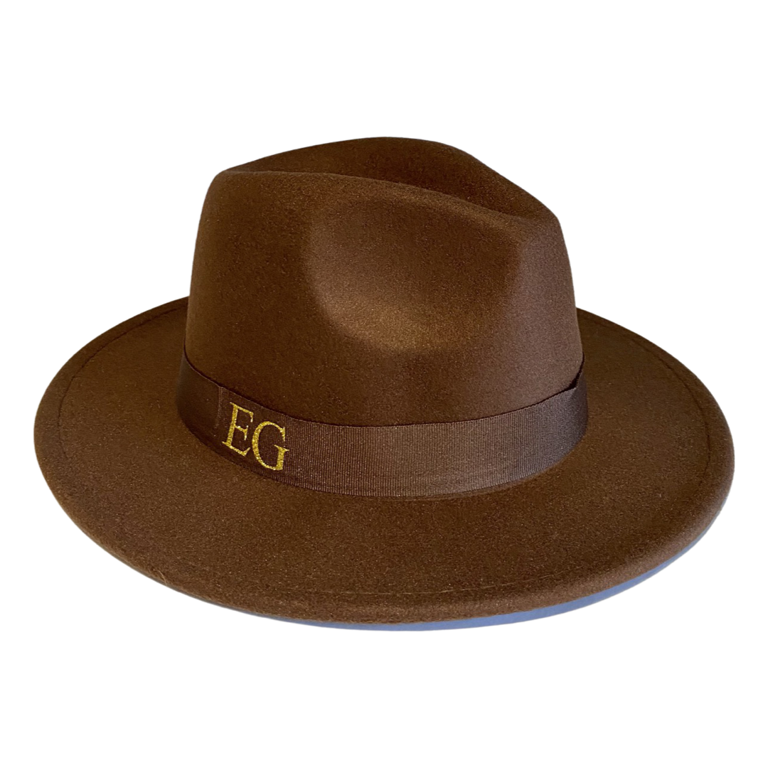 Chocolate Brown Personalised Fedora Hat