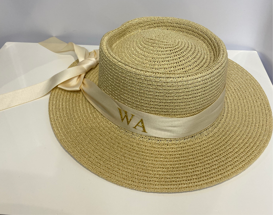 Cream Personalised Panama Hat With Bow Ribbon