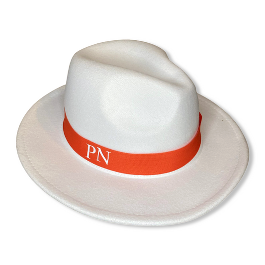 White & Orange Personalised Fedora Hat