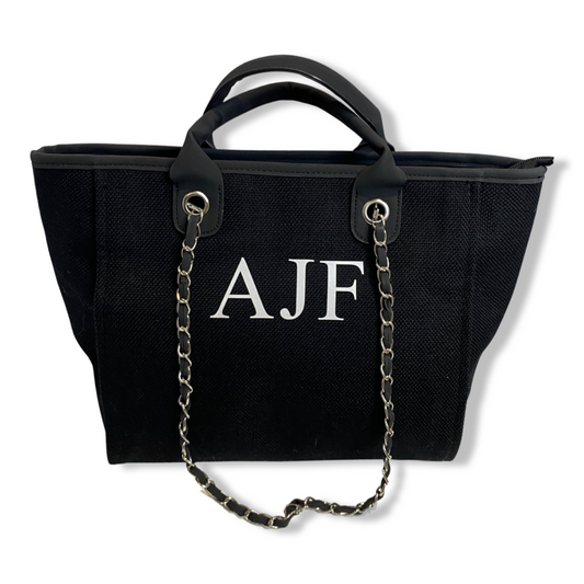 Black Personalised Medium Canvas Bag