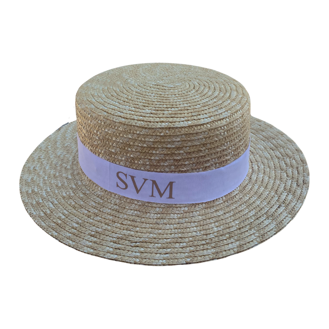 Straw With White Boater Sun Hat